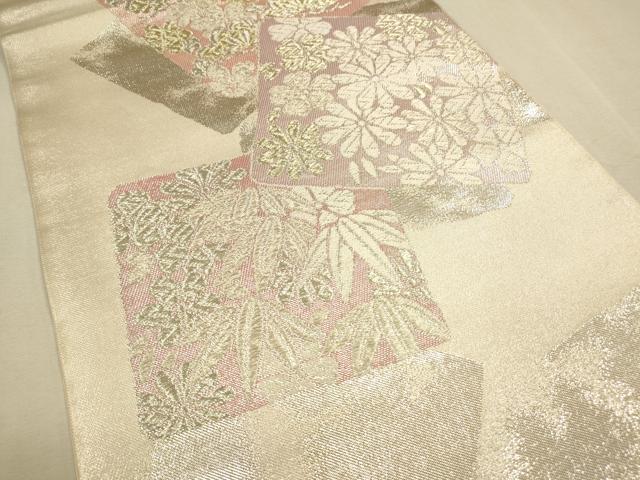 平和屋着物●六通柄 本袋帯 唐織 色紙重ね花文 金銀糸 正絹 逸品 CAAL5136th