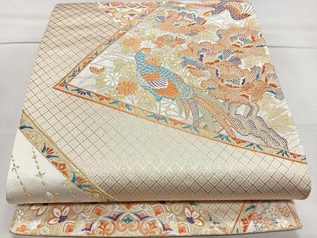 平和屋着物◎六通柄袋帯　切嵌正倉院花文　金糸　正絹　逸品　CAAL5614kb