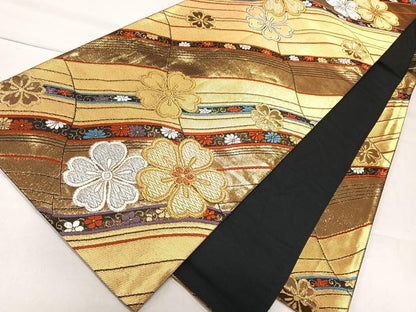 平和屋着物◎六通柄袋帯　舞花文　金糸　正絹　逸品　CAAL5636kb