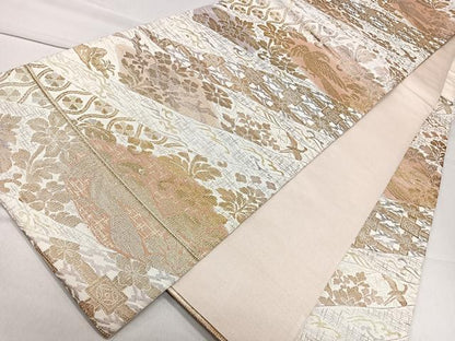 平和屋着物◎六通柄袋帯 花鳥文 金糸 正絹 逸品 CAAL5637kb