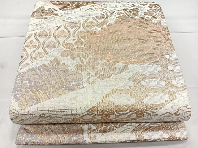 平和屋着物◎六通柄袋帯 花鳥文 金糸 正絹 逸品 CAAL5637kb