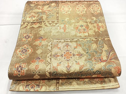 平和屋着物◎六通柄袋帯 燭光箔唐草 金糸 正絹 逸品 CAAL5639kb