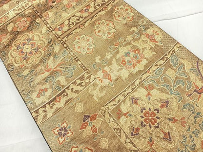 平和屋着物◎六通柄袋帯 燭光箔唐草 金糸 正絹 逸品 CAAL5639kb