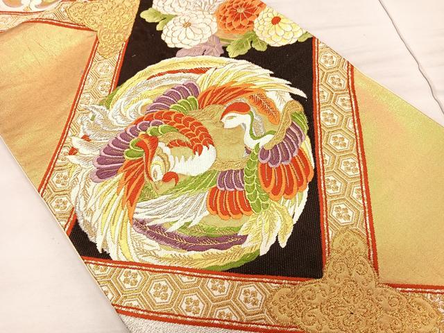 平和屋着物◎六通柄袋帯 唐織 天井鳳凰花文 金銀糸 引箔 正絹 逸品 CAAL5699kb