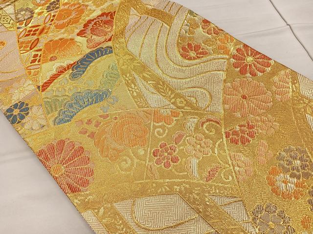 平和屋着物◎佐賀錦　六通柄袋帯　渡り橋花文　金糸　正絹　逸品　CAAL5700kb
