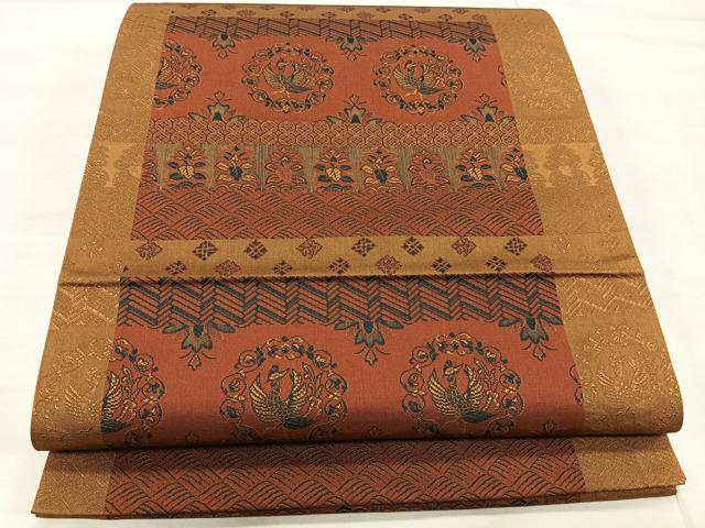 平和屋着物◎全通柄袋帯 横段鳳凰花文 正絹 逸品 CAAL5703kb