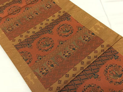 平和屋着物◎全通柄袋帯 横段鳳凰花文 正絹 逸品 CAAL5703kb