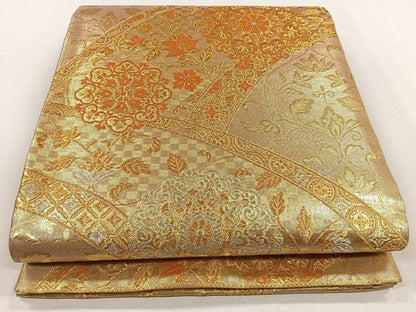 平和屋着物◎六通柄袋帯 地紙正倉院花文 金銀糸 正絹 逸品 CAAL5748kb