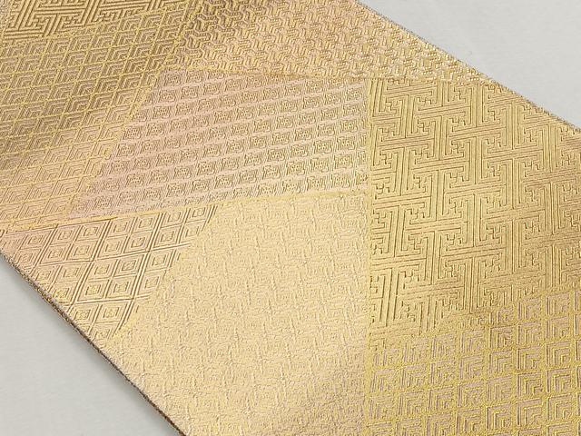 平和屋着物◎佐賀錦 全通柄袋帯 裂取吉祥文 金糸 正絹 逸品 CAAL5834kb