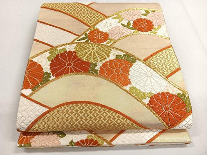 平和屋着物◎六通柄袋帯 唐織 流水舞花文 金糸 正絹 逸品 CAAL5844kb