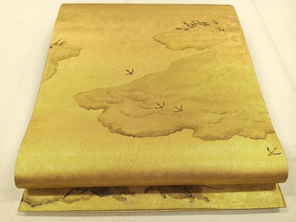 平和屋着物◎六通太鼓柄袋帯 手描き 雲取り飛鳥文 引箔 正絹 逸品 CAAL5847kb