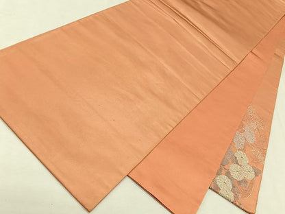 平和屋着物◎太鼓柄袋帯　刺繍　流水草花文　銀糸　引箔　正絹　逸品　CAAL5918kb