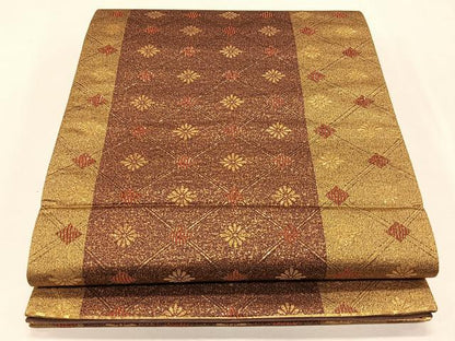 平和屋着物◎六通柄袋帯 花菱文 金糸 正絹 逸品 CAAL5936kb