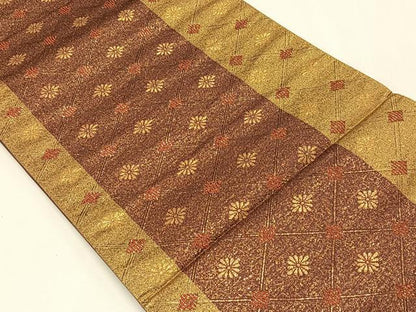 平和屋着物◎六通柄袋帯 花菱文 金糸 正絹 逸品 CAAL5936kb