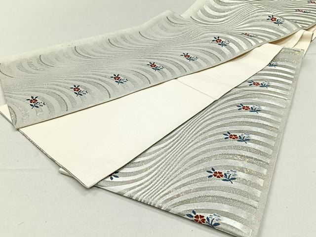 平和屋着物◎六通柄袋帯 枝花文 銀糸 鈴乃屋扱い 正絹 逸品 CAAL6408qv