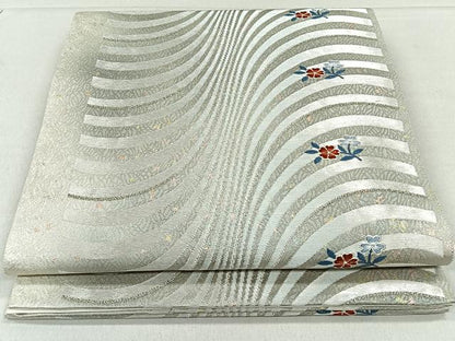 平和屋着物◎六通柄袋帯 枝花文 銀糸 鈴乃屋扱い 正絹 逸品 CAAL6408qv