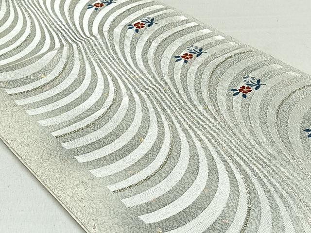 平和屋着物◎六通柄袋帯 枝花文 銀糸 鈴乃屋扱い 正絹 逸品 CAAL6408qv