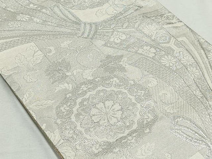 平和屋着物◎両面　六通柄袋帯　錦乃　雲重ね花唐草文　金糸　正絹　逸品　CAAL6434qv