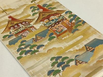 平和屋着物◎六通太鼓柄袋帯 作家物 鉾 枝松文 金彩 正絹 逸品 CAAL6453qv