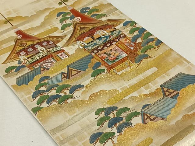 平和屋着物◎六通太鼓柄袋帯 作家物 鉾 枝松文 金彩 正絹 逸品 CAAL6453qv