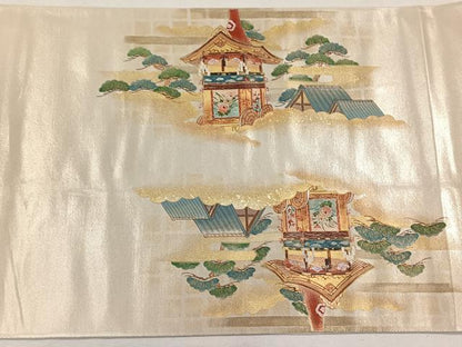 平和屋着物◎六通太鼓柄袋帯 作家物 鉾 枝松文 金彩 正絹 逸品 CAAL6453qv