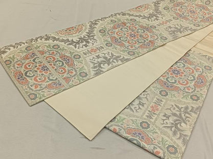 平和屋着物◎六通柄袋帯 正倉院花文 銀糸正絹 逸品 CAAL6515qv