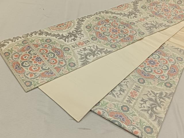 平和屋着物◎六通柄袋帯 正倉院花文 銀糸正絹 逸品 CAAL6515qv