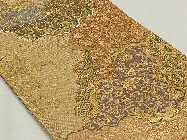 平和屋着物◎六通柄袋帯 流水花唐草文 金糸 正絹 逸品 CAAL6522qv