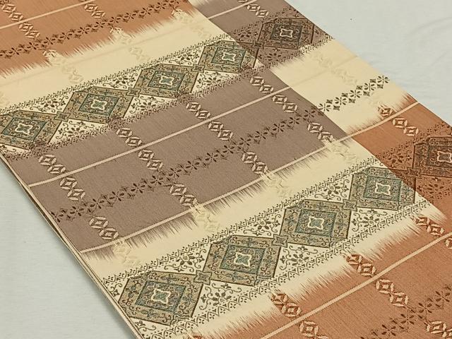 平和屋着物◎全通柄袋帯 吉祥花文 正絹 逸品 CAAL6529qv