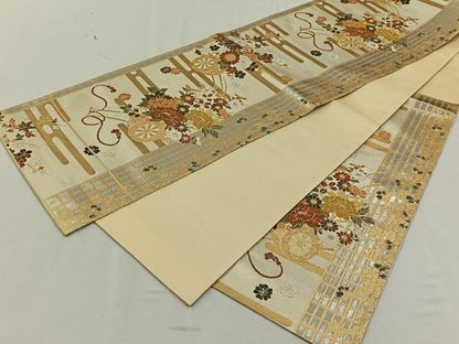 平和屋着物◎六通柄袋帯 花車文 金銀糸 正絹 逸品 CAAL6543qv