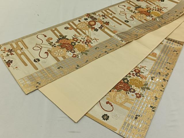 平和屋着物◎六通柄袋帯 花車文 金銀糸 正絹 逸品 CAAL6543qv