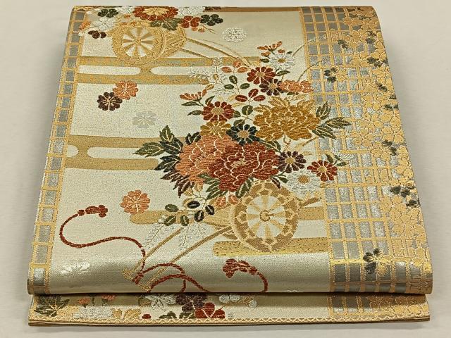 平和屋着物◎六通柄袋帯 花車文 金銀糸 正絹 逸品 CAAL6543qv