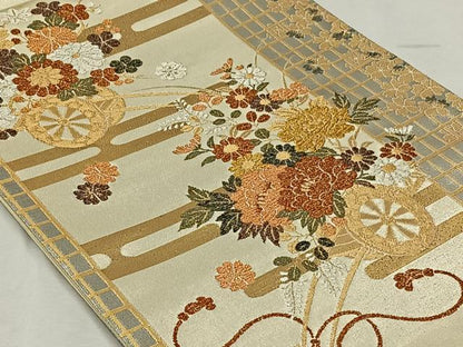 平和屋着物◎六通柄袋帯 花車文 金銀糸 正絹 逸品 CAAL6543qv