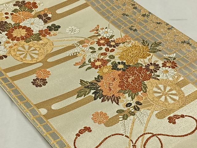 平和屋着物◎六通柄袋帯 花車文 金銀糸 正絹 逸品 CAAL6543qv