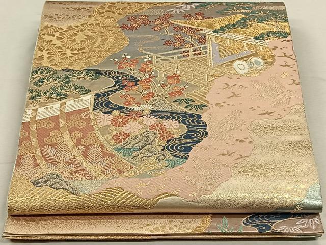 着物屋こころ□六通柄袋帯 夕霞里 金糸 正絹 逸品 ph3588