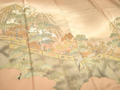 平和屋着物■豪華色留袖 枝花文 暈し染め 正絹 逸品 CAAL7240ou