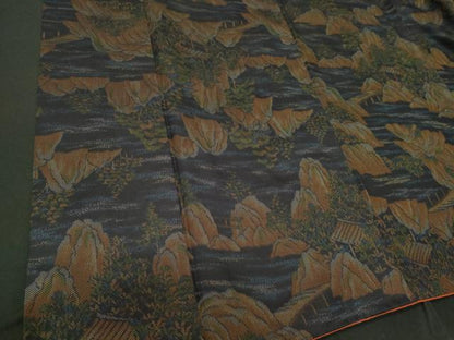 平和屋着物■上質なお召 風景文 正絹 逸品 CAAL7515ou