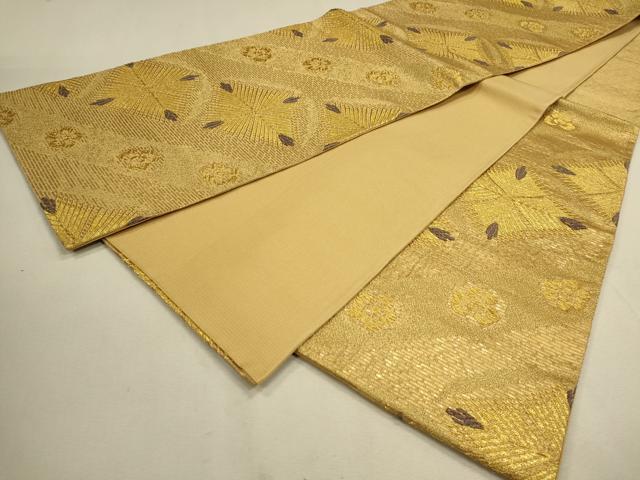 平和屋着物●六通柄袋帯 舞花松葉文 金糸 正絹 逸品 CAAL8105th