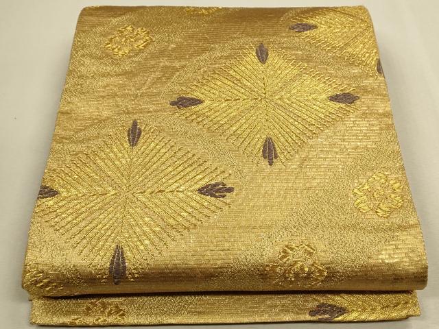 平和屋着物●六通柄袋帯 舞花松葉文 金糸 正絹 逸品 CAAL8105th