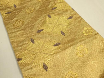 平和屋着物●六通柄袋帯 舞花松葉文 金糸 正絹 逸品 CAAL8105th
