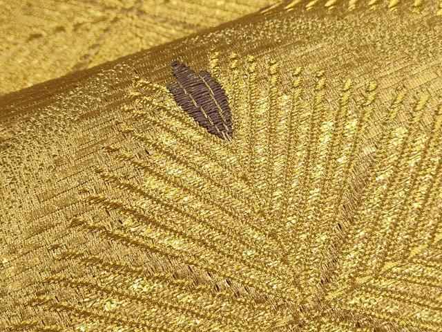 平和屋着物●六通柄袋帯 舞花松葉文 金糸 正絹 逸品 CAAL8105th