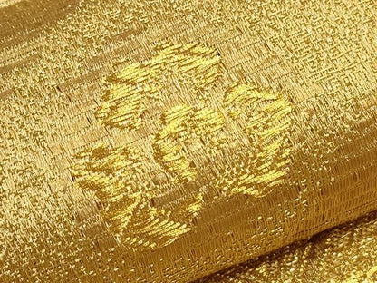 平和屋着物●六通柄袋帯 舞花松葉文 金糸 正絹 逸品 CAAL8105th