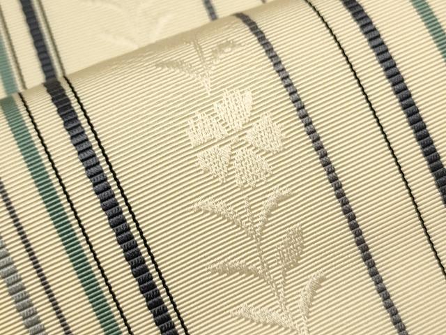 平和屋着物●本場筑前博多織　八寸名古屋帯　西村織物　しゅうすけ間道　証紙付き　正絹　逸品　未使用　CAAL8359th