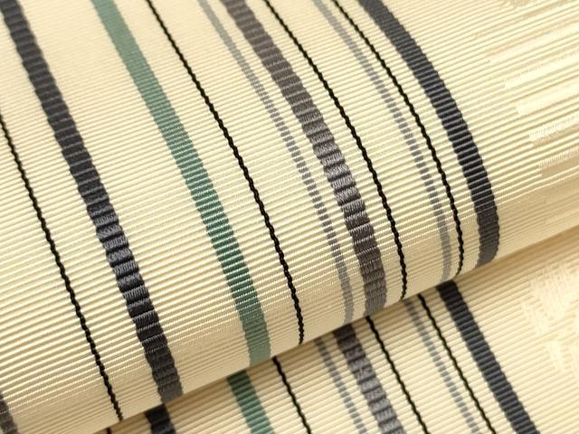 平和屋着物●本場筑前博多織　八寸名古屋帯　西村織物　しゅうすけ間道　証紙付き　正絹　逸品　未使用　CAAL8359th