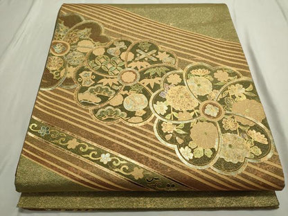 平和屋着物◎太鼓柄袋帯 吉祥宝尽くし花文 金銀彩 正絹 逸品 CAAL8504ze