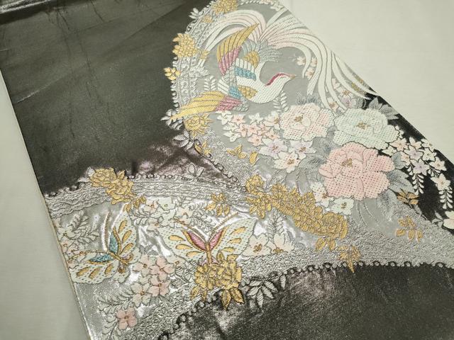 平和屋着物◎六通柄袋帯 唐織 鳳凰舞蝶花文 金銀糸
