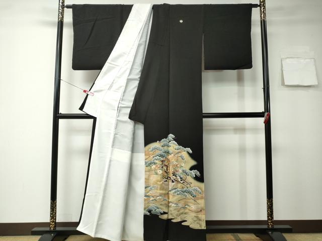 平和屋着物■豪華黒留袖 駒刺繍 御所車枝松文 暈し染め 金彩 正絹 逸品 CAAM1591ev