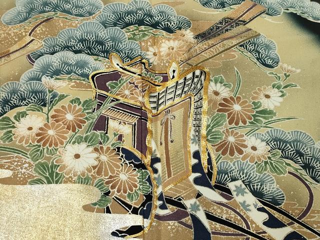 平和屋着物■豪華黒留袖 駒刺繍 御所車枝松文 暈し染め 金彩 正絹 逸品 CAAM1591ev