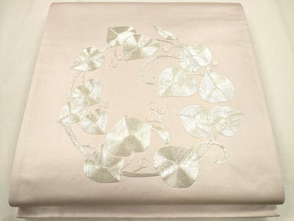平和屋着物●袋帯 刺繍 唐草文 銀糸 正絹 逸品 CAAM4316eg