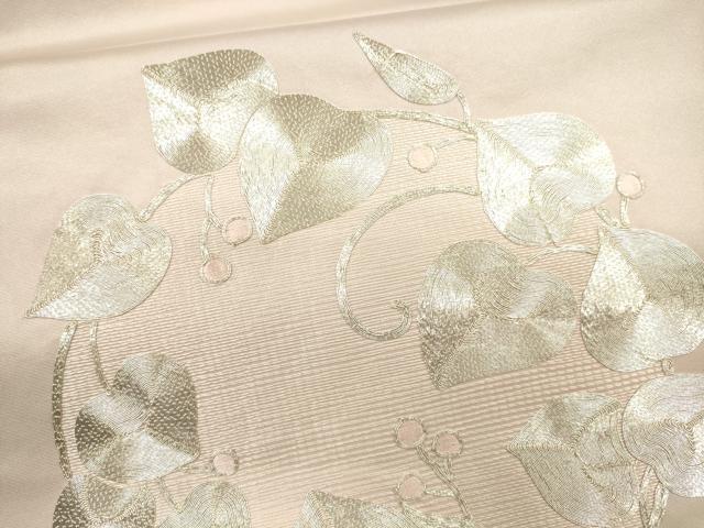平和屋着物●袋帯 刺繍 唐草文 銀糸 正絹 逸品 CAAM4316eg